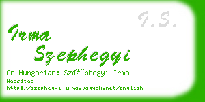 irma szephegyi business card